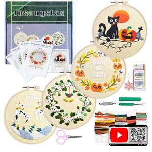 Josongslax Beginner Embroidery Kit Halloween & Christmas New